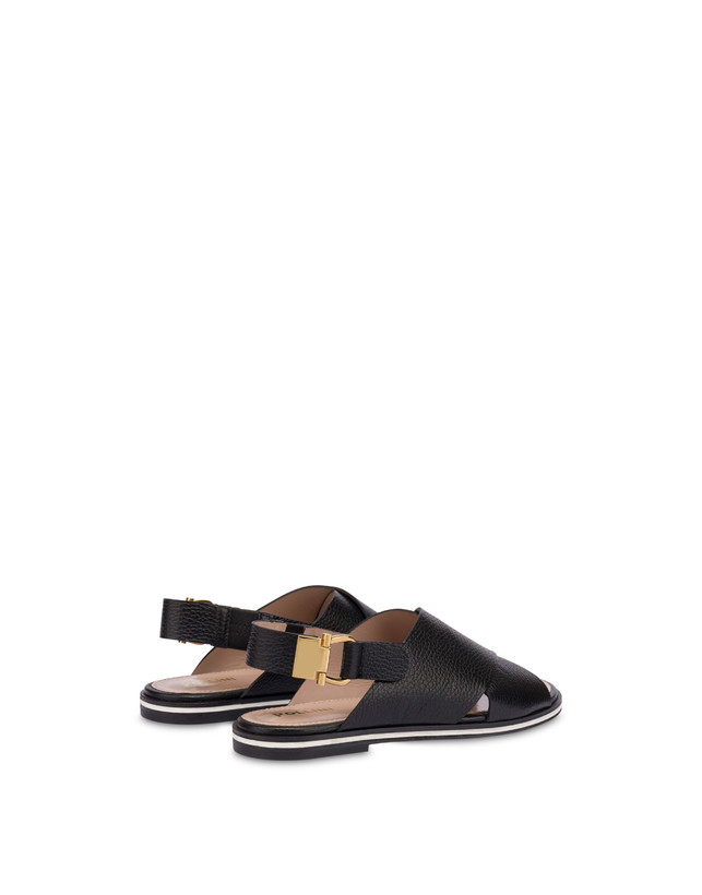 Pollini Sandali Flatform In Vitello Synthesis Nero Vendita