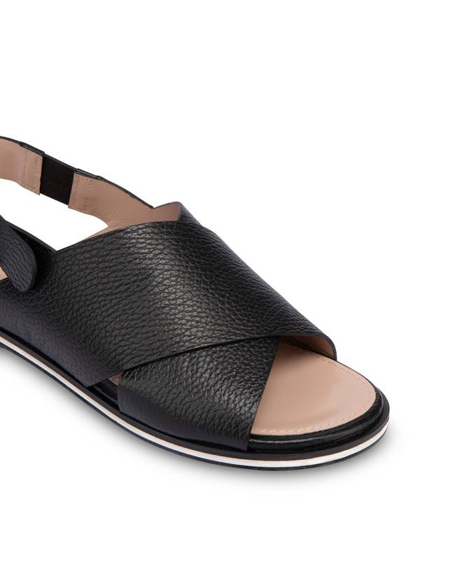 Pollini Sandali Flatform In Vitello Synthesis Nero Vendita