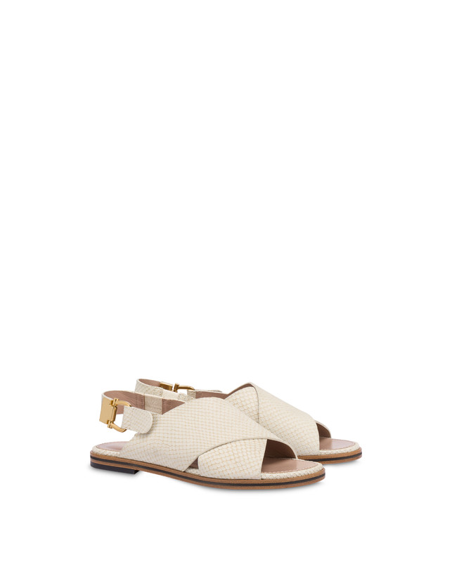 Pollini Sandali Flatform In Nabuk Synthesis Gesso Promozione