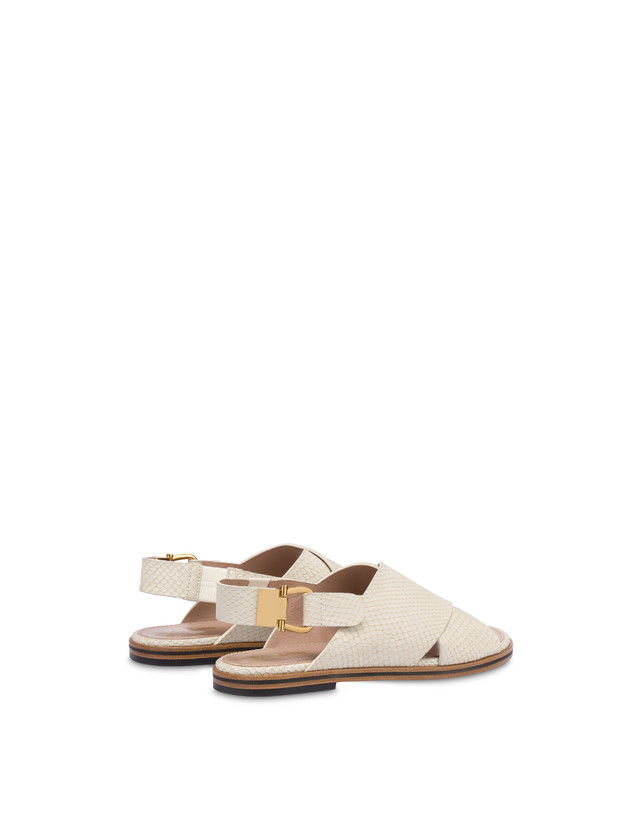 Pollini Sandali Flatform In Nabuk Synthesis Gesso Promozione