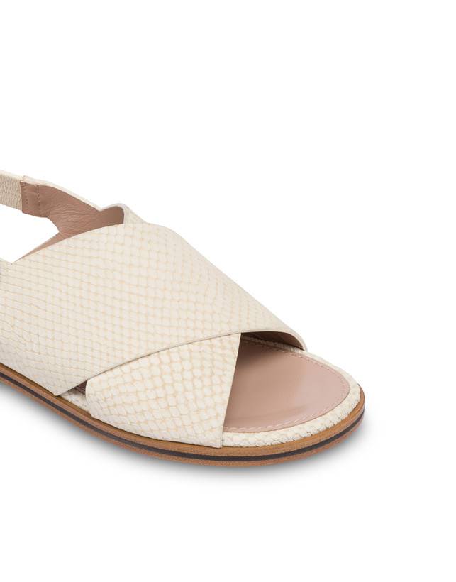 Pollini Sandali Flatform In Nabuk Synthesis Gesso Promozione