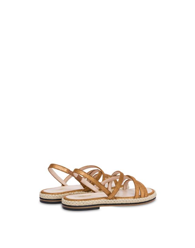 Pollini Sandali Flat In Crosta Laminata Playa Oro Qualità Garantita
