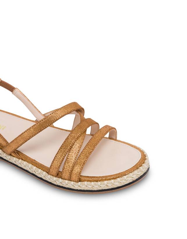 Pollini Sandali Flat In Crosta Laminata Playa Oro Qualità Garantita