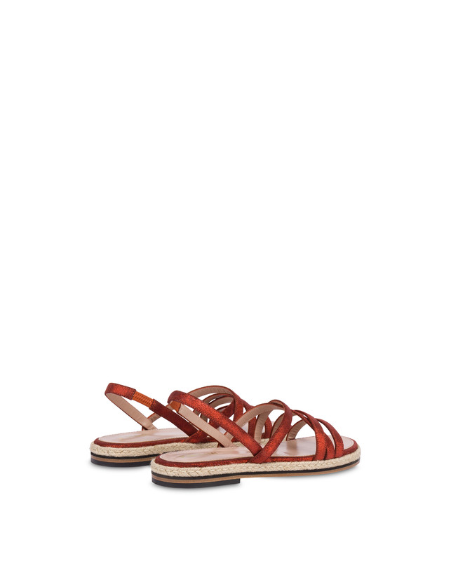 Pollini Sandali Flat In Crosta Laminata Playa Cannella Negozi Online