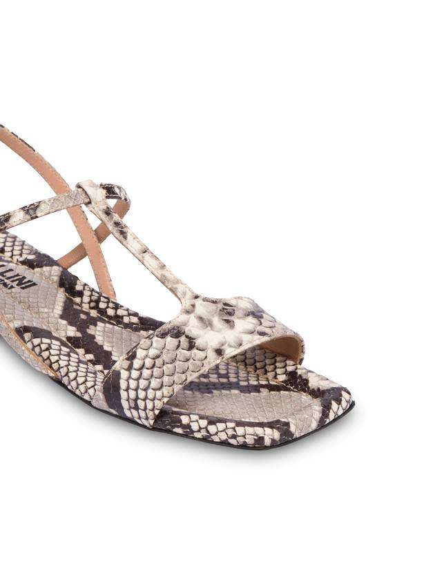 Pollini Sandali Flat In Vitello Stampa Pitone Between The Lines Roccia Acquista Ora