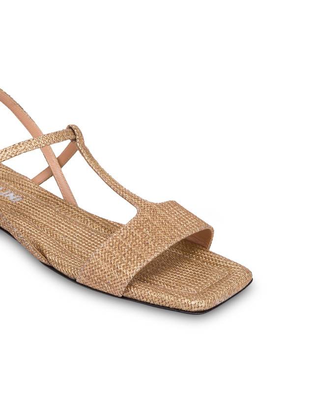 Pollini Sandali Flat In Vitello Stampa Pitone Between The Lines Wood-oro Consegna Veloce