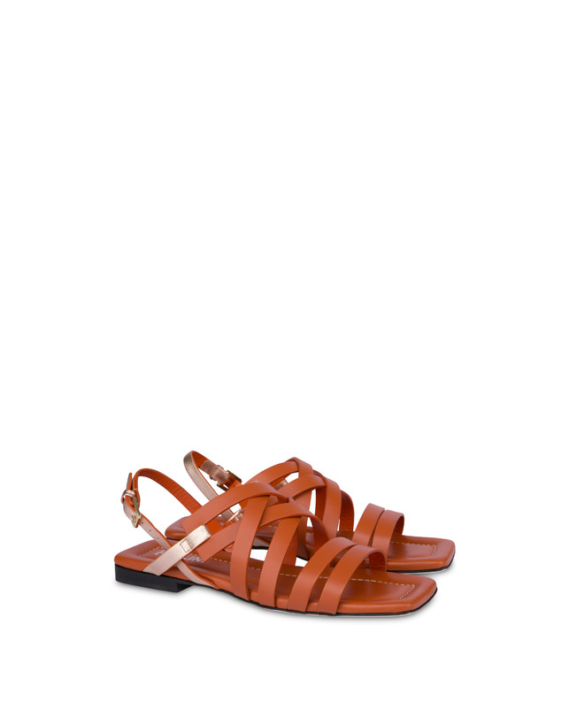 Pollini Sandali Flat Incontri Wood/rame Promozione Limitata