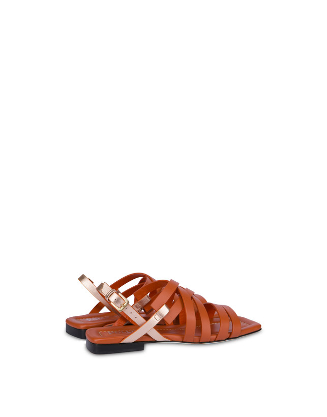 Pollini Sandali Flat Incontri Wood/rame Promozione Limitata