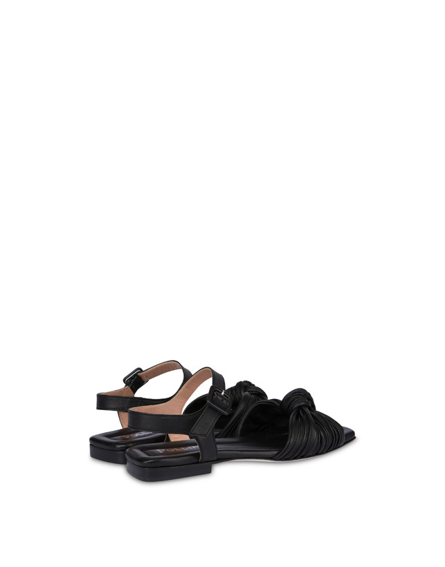 Pollini Sandali Flat In Nappa Sailor Knot Nero Sottocosto