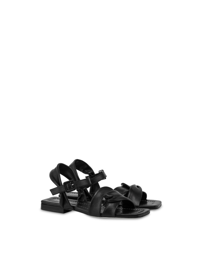 Pollini Sandali Flat In Nappa Oasis Nero Novità