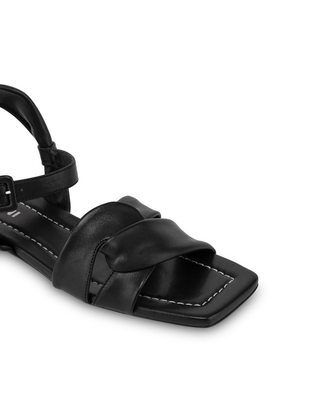Pollini Sandali Flat In Nappa Oasis Nero Novità