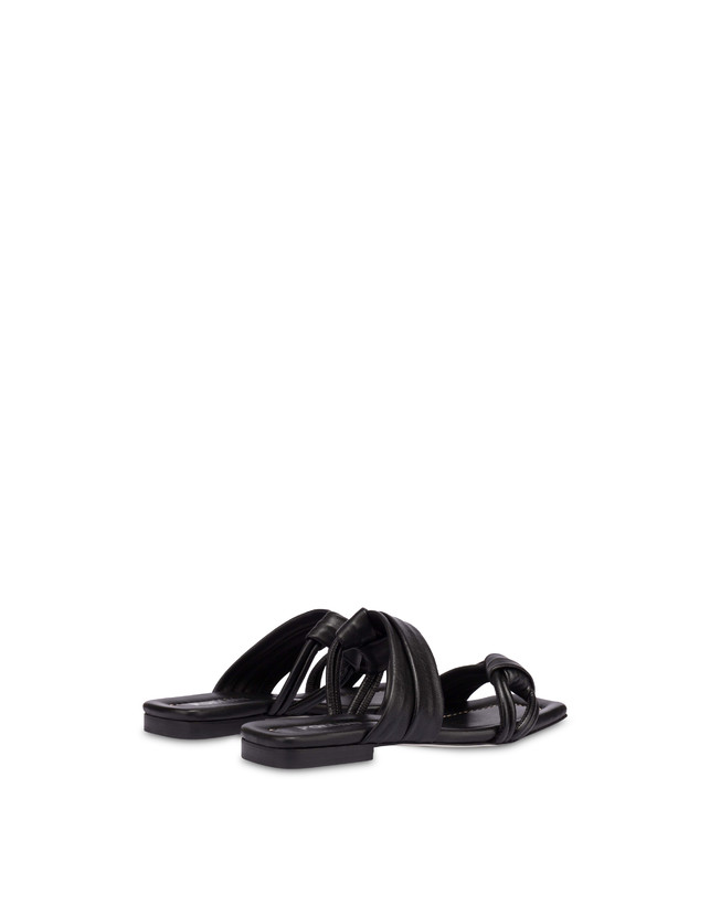 Pollini Sandali Flat In Nappa Lady Tie Nero Sconto