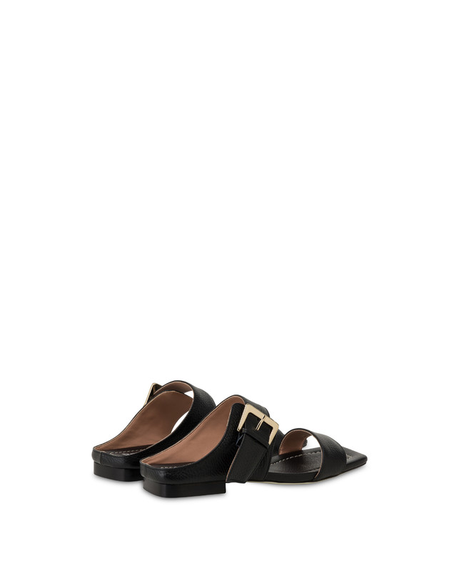 Pollini Sandali Flat In Vitello Bottalato Ethos Nero Offerta