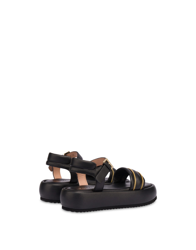 Pollini Sandali Flatform In Nappa Lady Tie Nero Economico