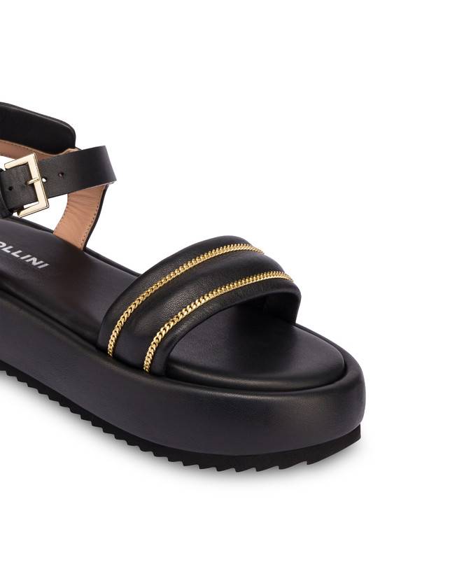 Pollini Sandali Flatform In Nappa Lady Tie Nero Economico