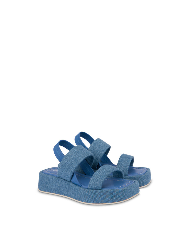 Pollini Sandali Flatform In Tessuto Denim Denim Online