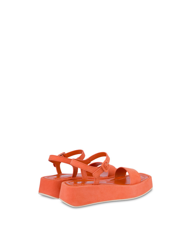 Pollini Sandali Flatform In Camoscio Seventy Coral In Vendita