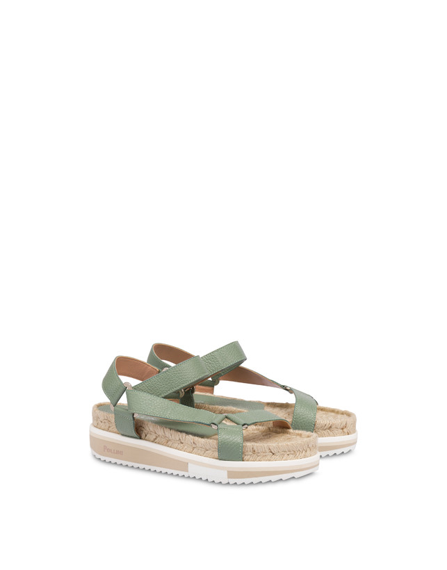 Pollini Sandali Fussbett In Vitello Flower Garden Sage Saldi