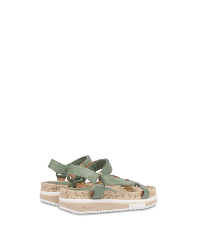 Pollini Sandali Fussbett In Vitello Flower Garden Sage Saldi