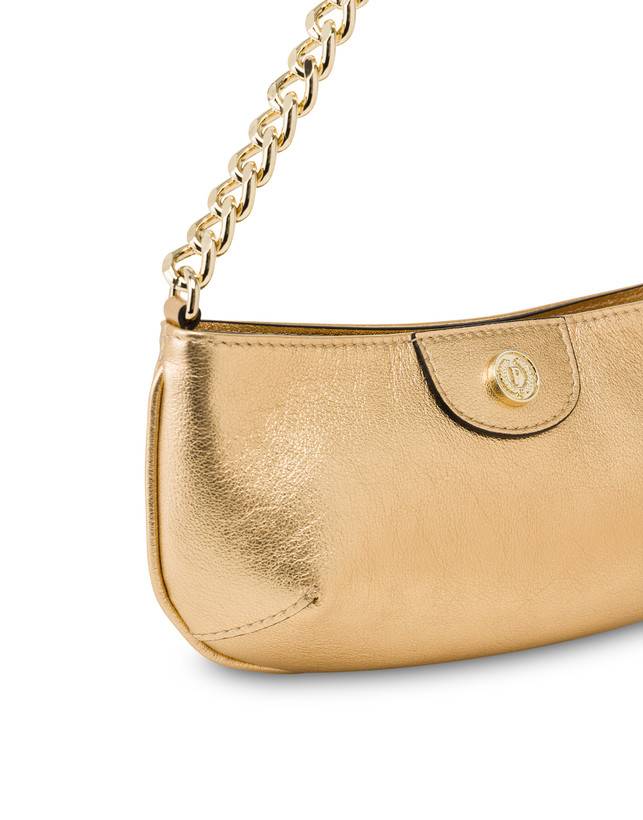 Pollini Pochette Mail In Vitello Laminato Oro Saldi Di Fabbrica