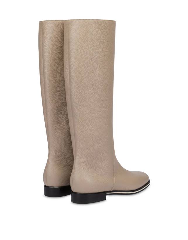 Pollini Stivale Flat In Vitello Core Avorio In Linea