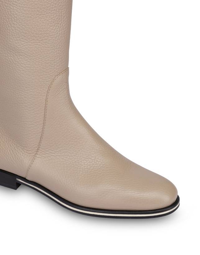 Pollini Stivale Flat In Vitello Core Avorio In Linea