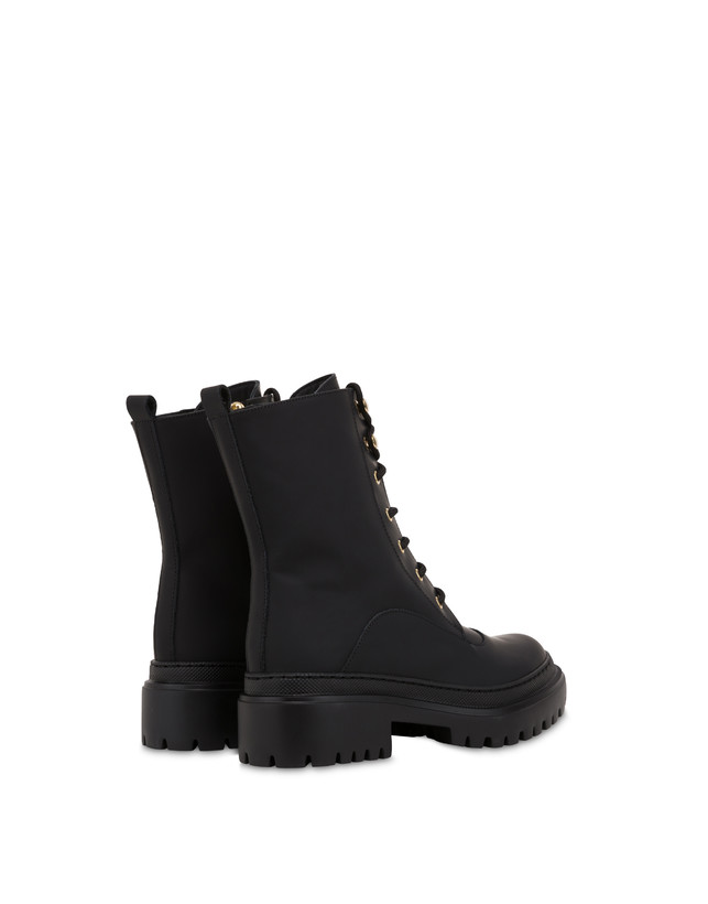 Pollini Combat Boot In Vitello Gommato Winter Step Nero Nuovo