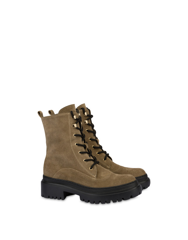 Pollini Combat Boot In Crosta Winter Step Sabbia Qualità