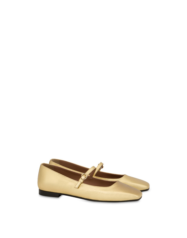 Pollini Ballerine In Nappa Laminata Nina Oro Sottocosto