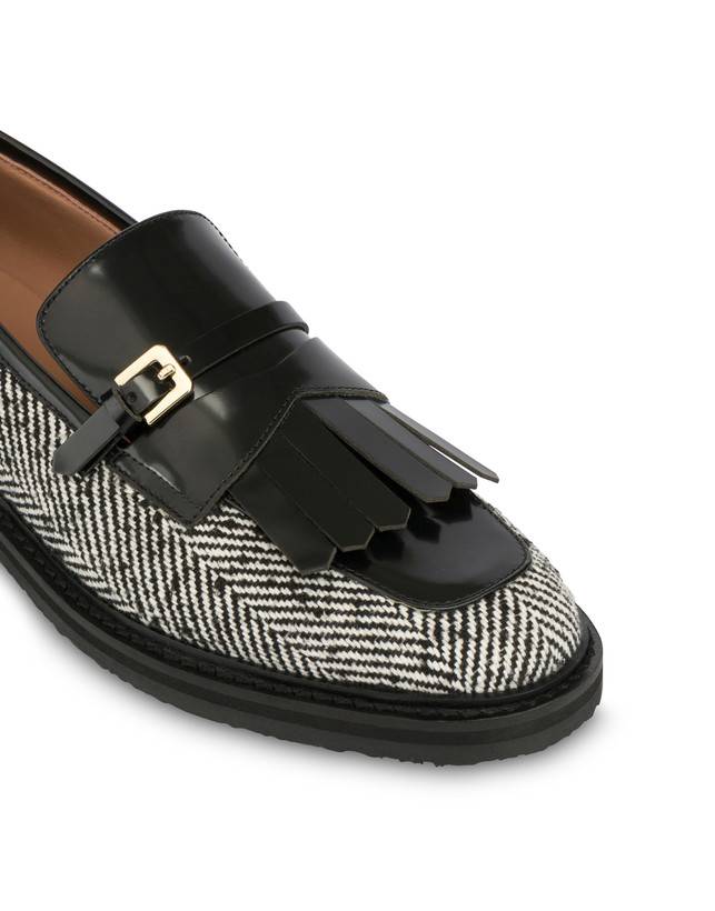 Pollini Mocassini In Tessuto Spigato Camber Sand Bianco-nero/nero Presa