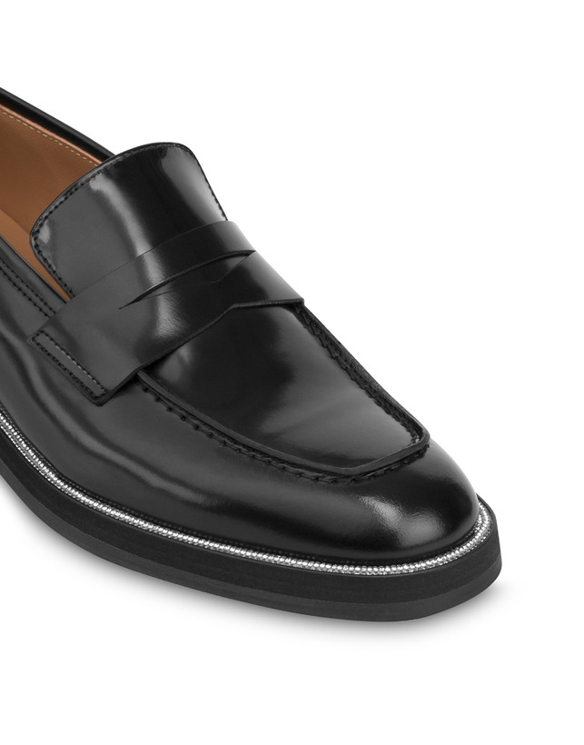 Pollini Mocassini In Vitello Abrasivato Mannish Bling Bling Nero/strass Offerta