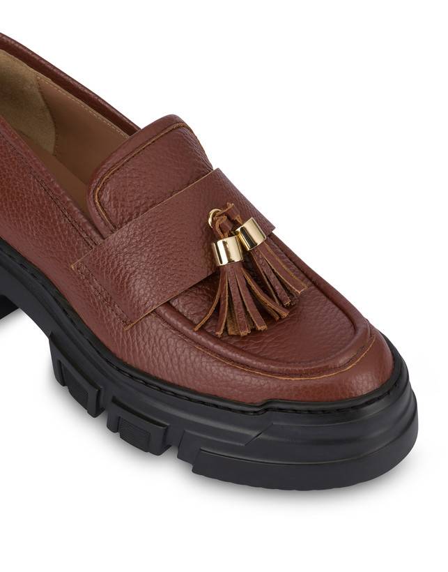 Pollini Mocassini In Vitello Stampa Alce Lady Brave Legno In Vendita