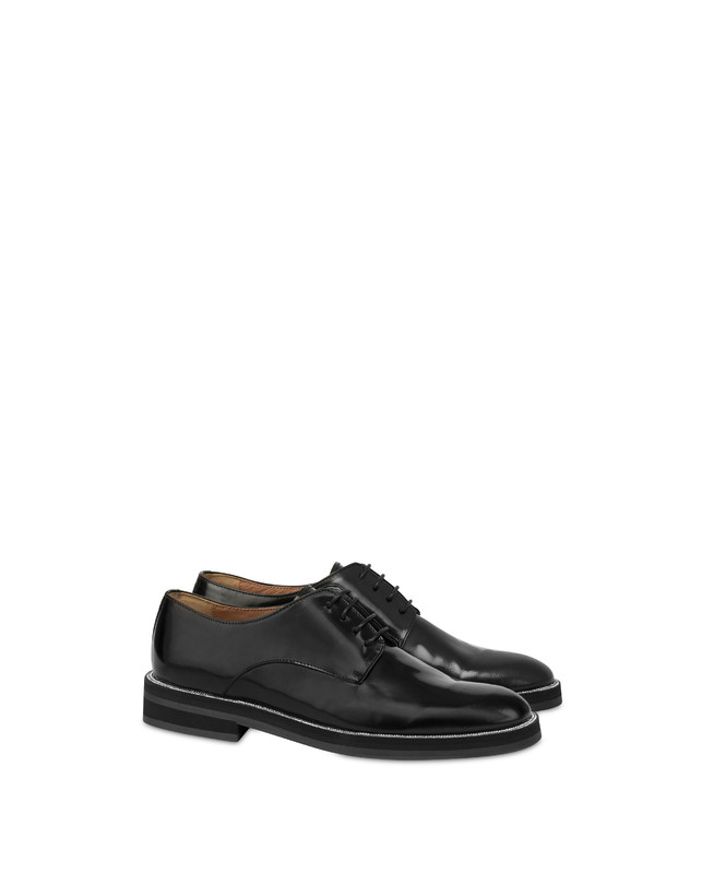 Pollini Derby In Vitello Abrasivato Mannish Bling Bling Nero/strass Negozio