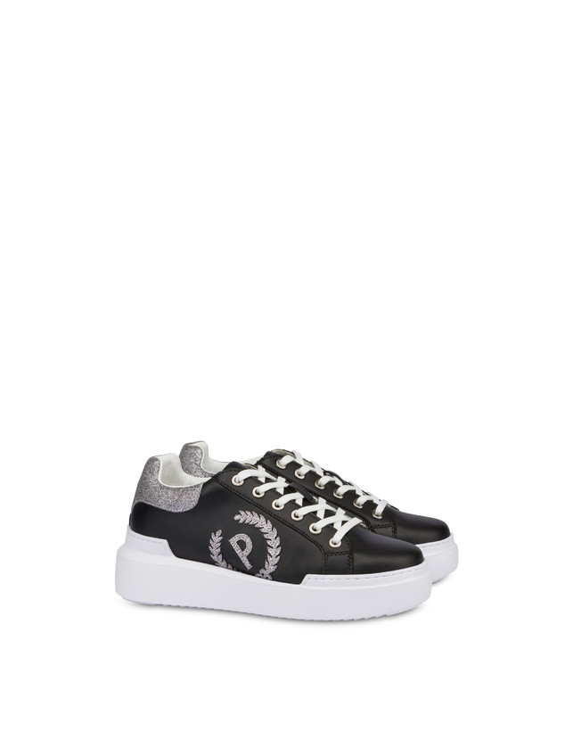 Pollini Sneakers Carrie Con Glitter Nero/acciaio Nuova