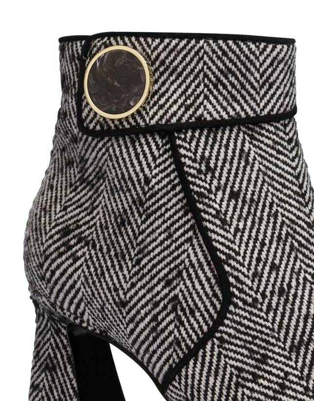 Pollini Stivaletti In Tessuto Spigato Dama Bianco-nero/nero 2025