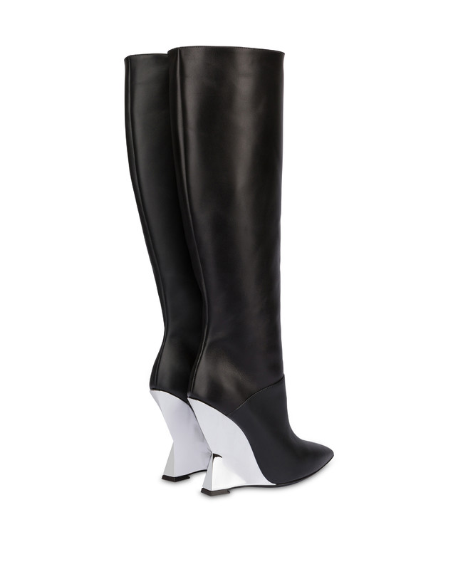Pollini Stivali In Vitello Extravagance Nero/argento Qualità