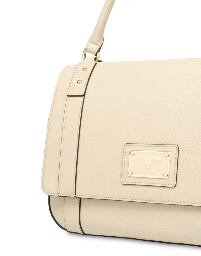 Pollini Borsa Top Handle In Vitello Serena Avorio In Saldo
