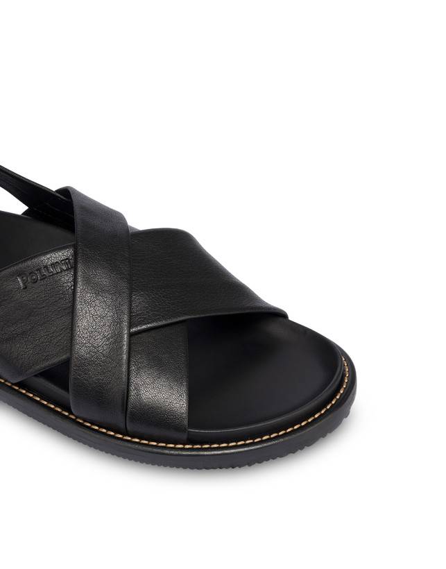 Pollini Sandali Flat In Nappa Natural Feeling Nero Promozione