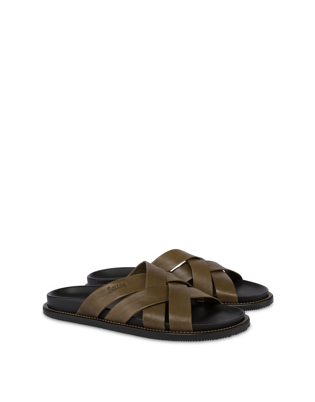 Pollini Ciabatte In Nappa Natural Feeling Militare Pezzi Unici