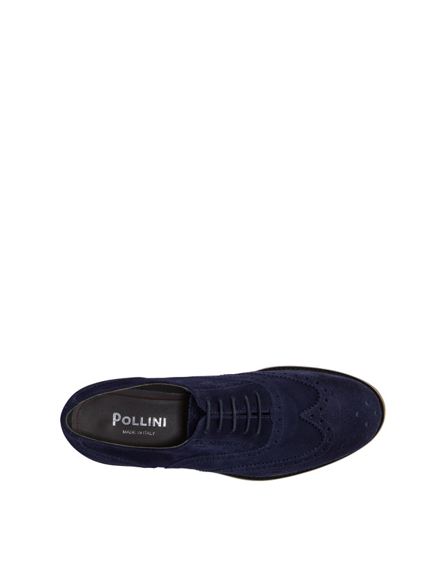 Pollini Derby In Crosta Con Broguering Corinto Blu Qualità Garantita