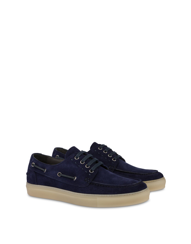 Pollini Scarpa Da Barca In Crosta Holiday Blu Sconto