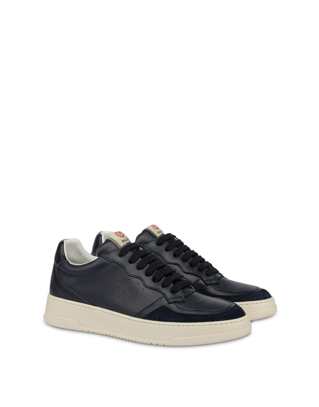 Pollini Sneakers In Vitello E Crosta Bourton Blu/blu/blu Economico