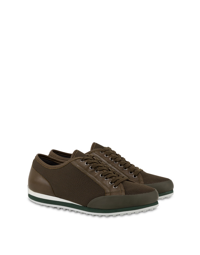 Pollini Sneakers In Vitello E Rete Sporty Driver Militare/militare/militare Saldi