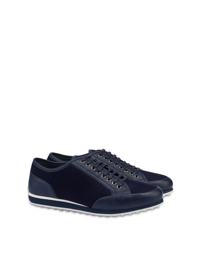 Pollini Sneakers In Vitello E Rete Sporty Driver Blu/blu/blu Offerte