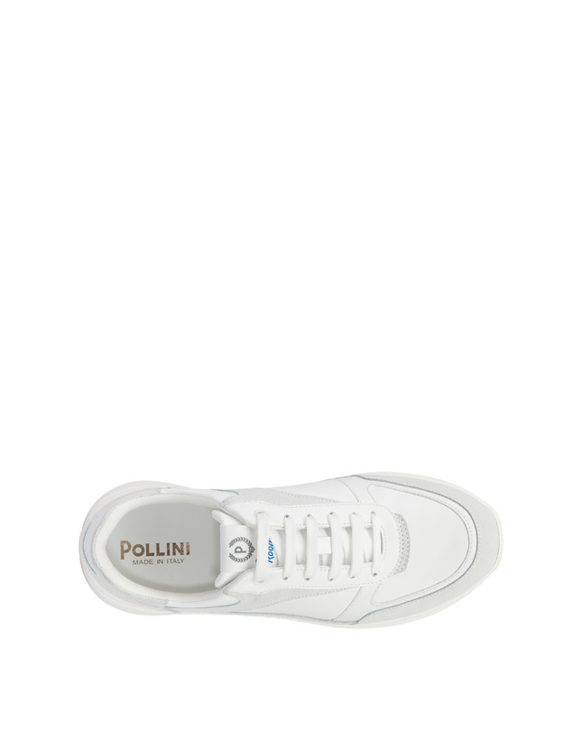 Pollini Sneakers In Nylon E Pelle Sfera Bianco/bianco/bianco/bianco/bianco/bianco Bestseller