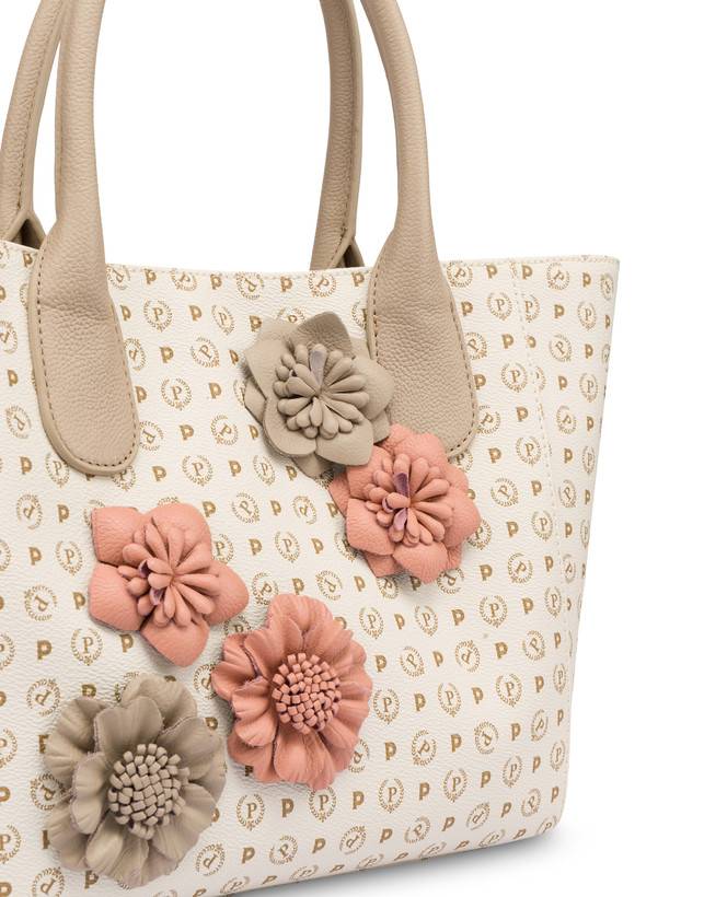Pollini Tote Bag Medium Heritage Flowers Avorio/ghiaccio I Più Venduti