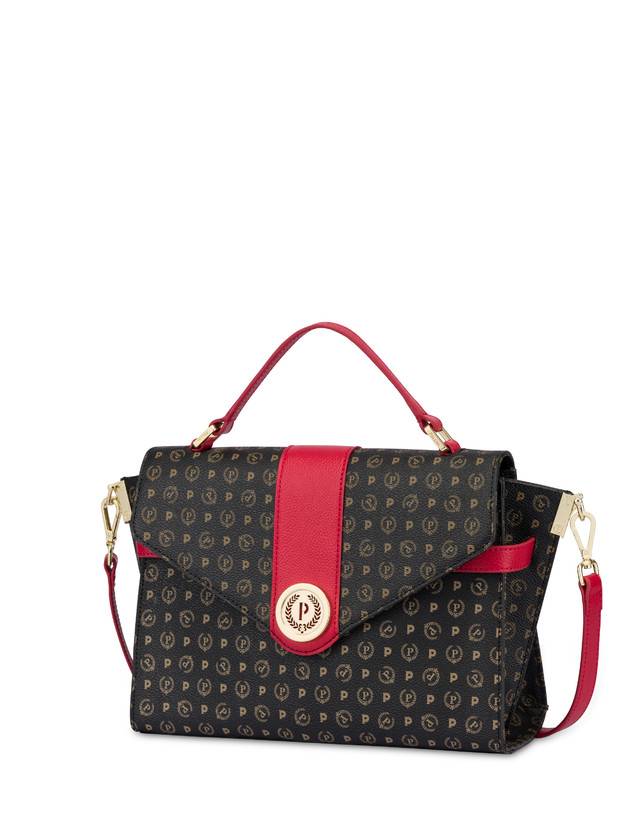 Pollini Borsa A Mano Strutturata Heritage Logo Classic Nero/lacca In Saldo