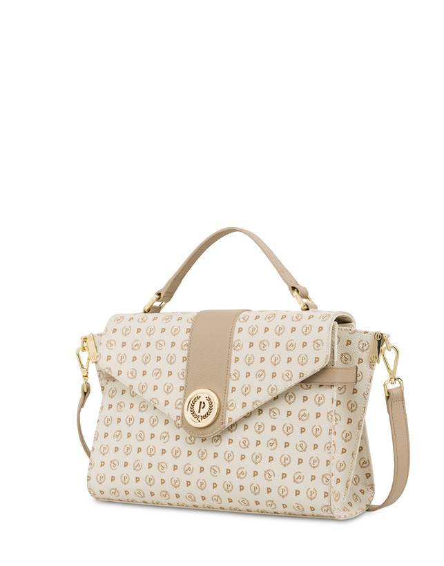 Pollini Borsa A Mano Strutturata Heritage Logo Classic Avorio/ghiaccio Nuova