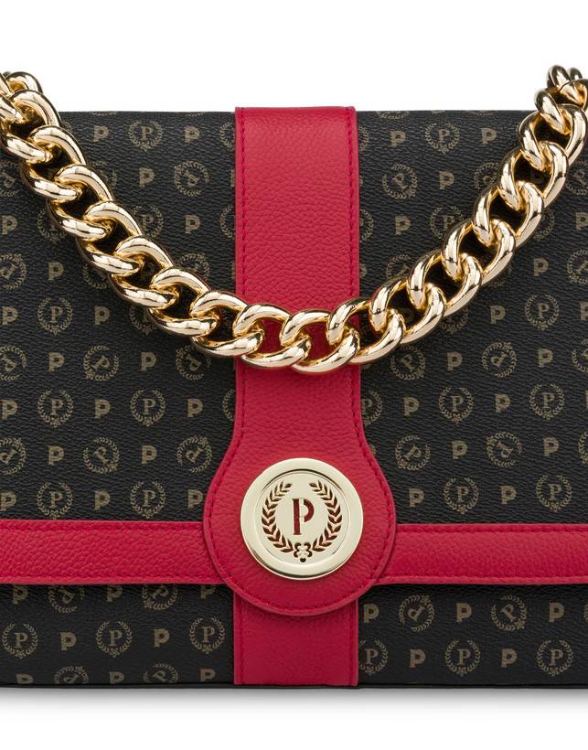Pollini Borsa A Spalla Heritage Logo Classic Nero/lacca Moda