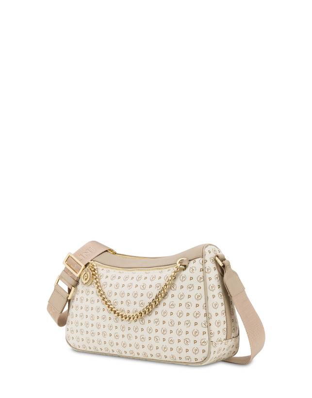 Pollini Borsa A Tracolla In Pvc Heritage Logo Classic Avorio/ghiaccio Italia
